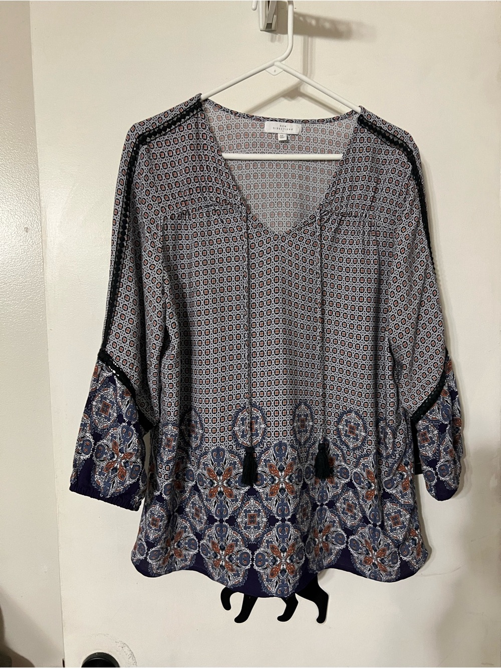 new directions Navy Multi Geometric Tassel Tunic